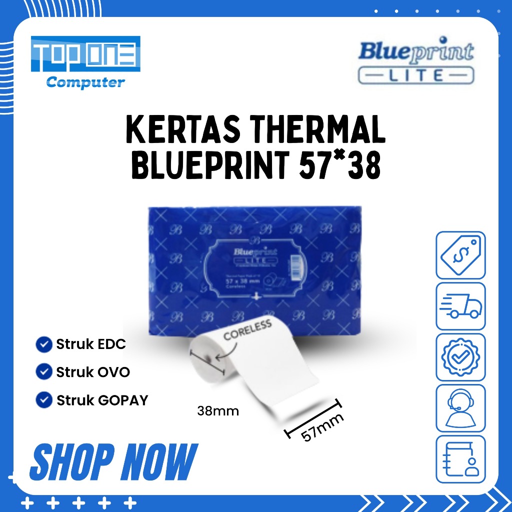 

Kertas Thermal Kasir Blueprint 57 x 38 eceran