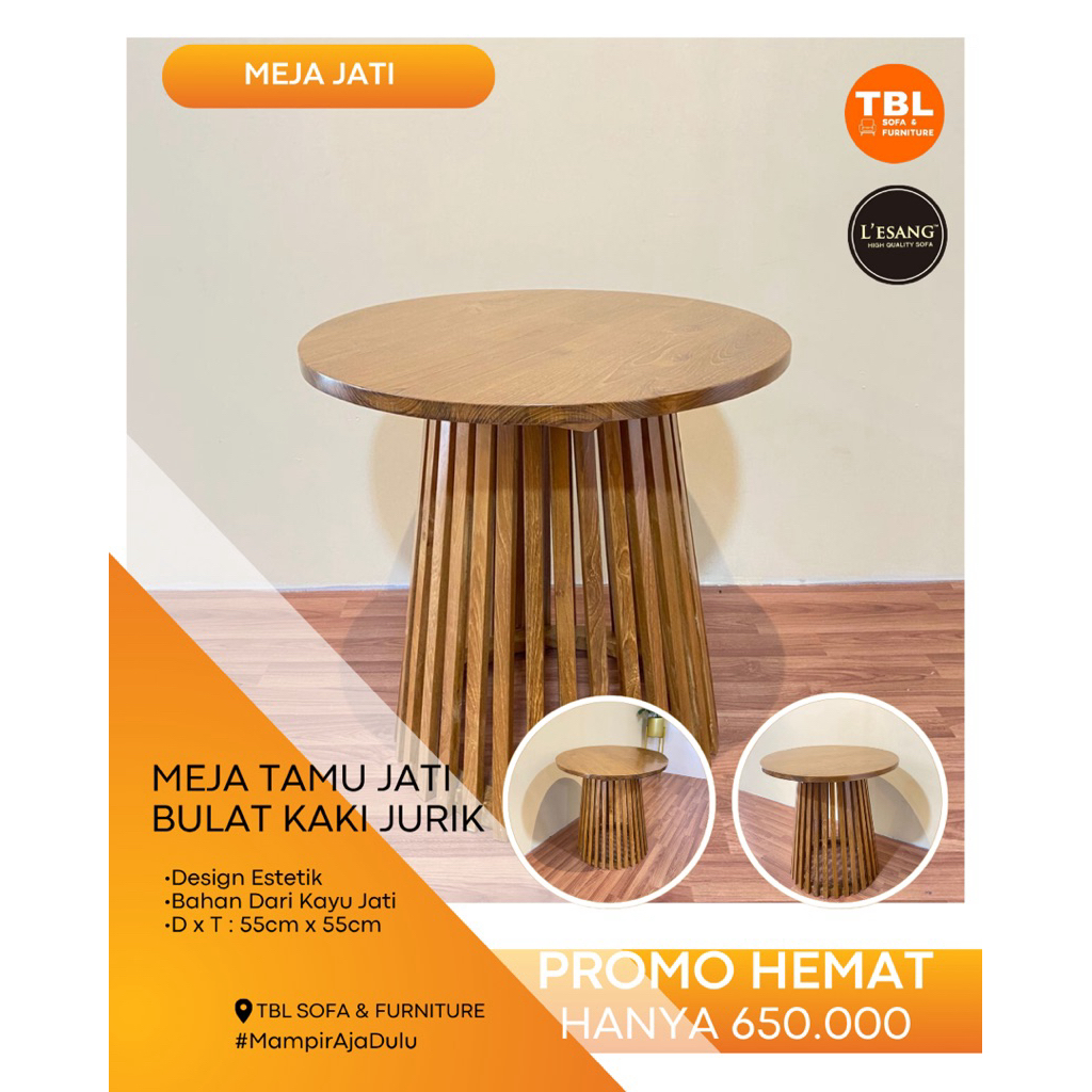 Meja Tamu Jati Kaki Jurik | Meja Ruang Tamu Kayu Jati Asli Premium Estetik