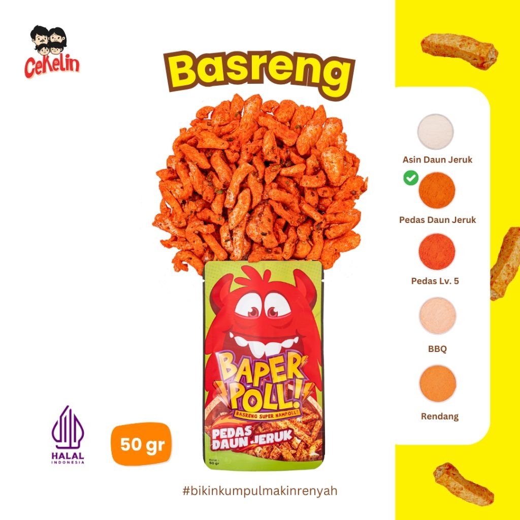 

Basreng super nampoll - Baper Poll! Renyah gurih 50 gr dengan berbagai variant