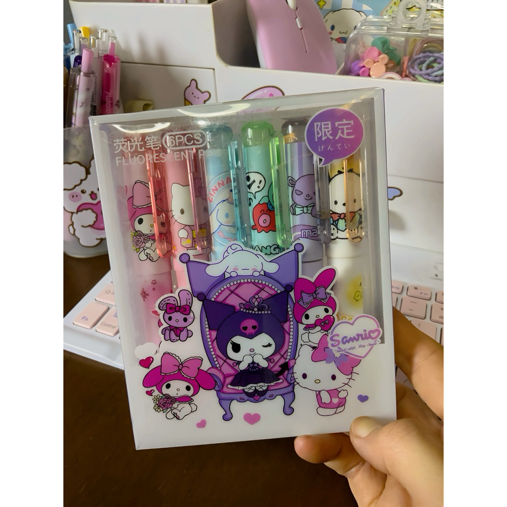 

6pcs stabilo sanrio series/highlighter/penanda warna