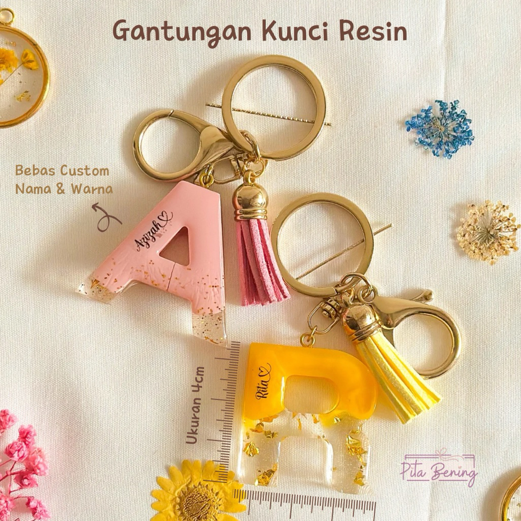 GANTUNGAN KUNCI RESIN CUSTOM | GANTUNGAN HURUF | Custom Nama dan Warna