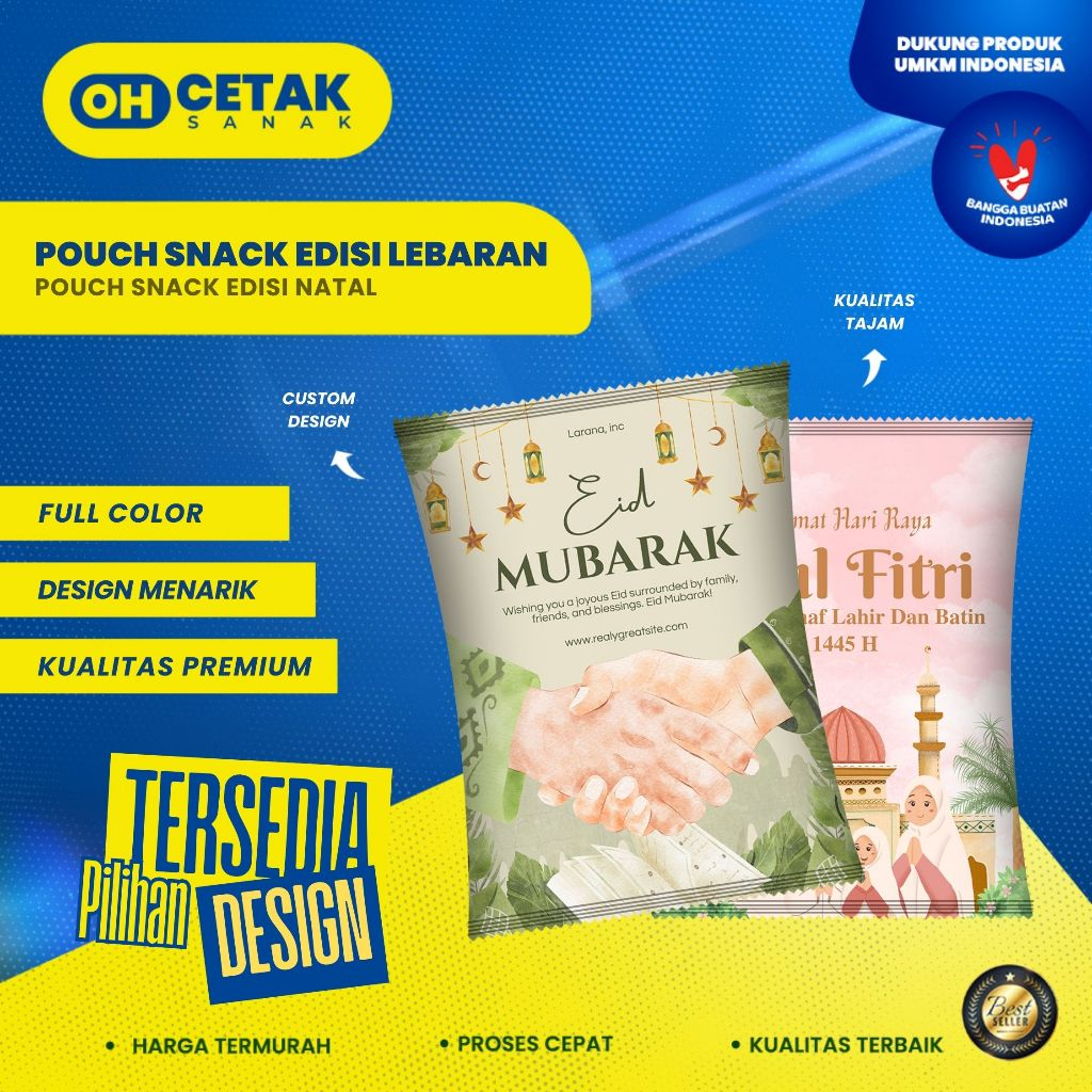 

Pouch Snack Edisi Lebaran Ukuran S,M,L / Kantong Souvenir Custom Desain Lucu & Praktis