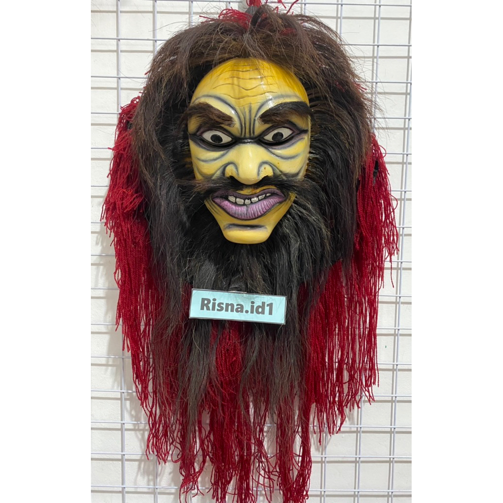 (BISA COD)TOPENG BLEGOR KAYU FULL RAMBUT TEBAL FOTO VIDIO ASLI