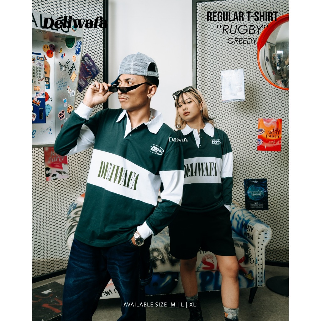 Original Deliwafa - Rugby | Longsleeve Polo Shirt | Kaos Pria Wanita