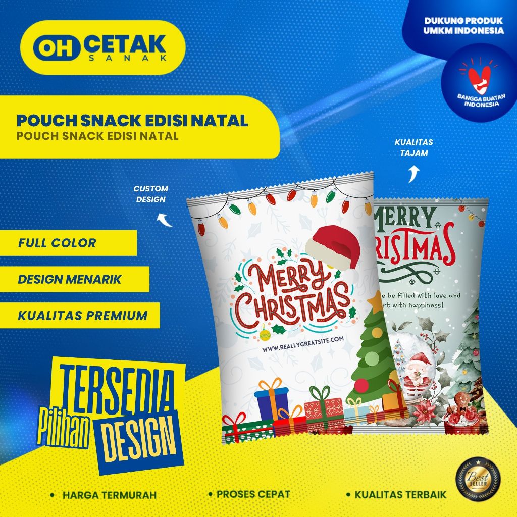 

Pouch Snack Edisi Natal Ukuran S,M,L / Kantong Souvenir Custom Desain Lucu & Praktis
