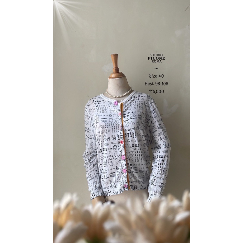 Cardigan kaos knit rajut tipis premium preloved murah lucu unik vintage lengan panjang kancing bonek