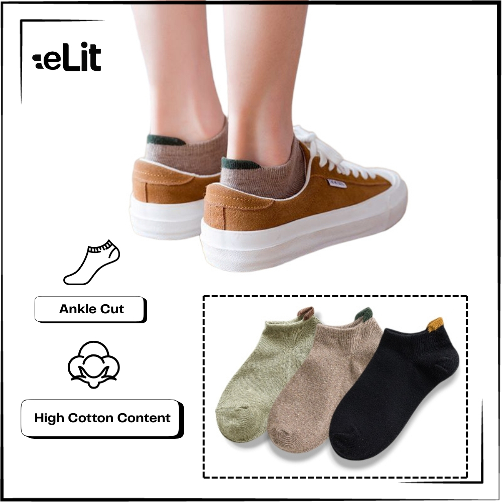 Kaos Kaki Wanita KoreaN Style Pendek Polos Tebal Premium Ankle Socks