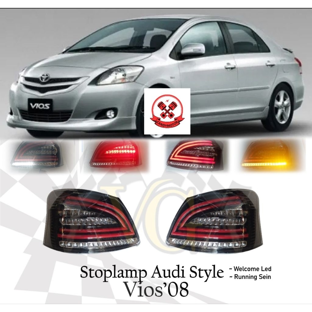 Stoplamp Led Vios 2007 - 2013 Gen 2 Audi Style Mika Clear Import Stop Led Wellcome Led Running Sein 