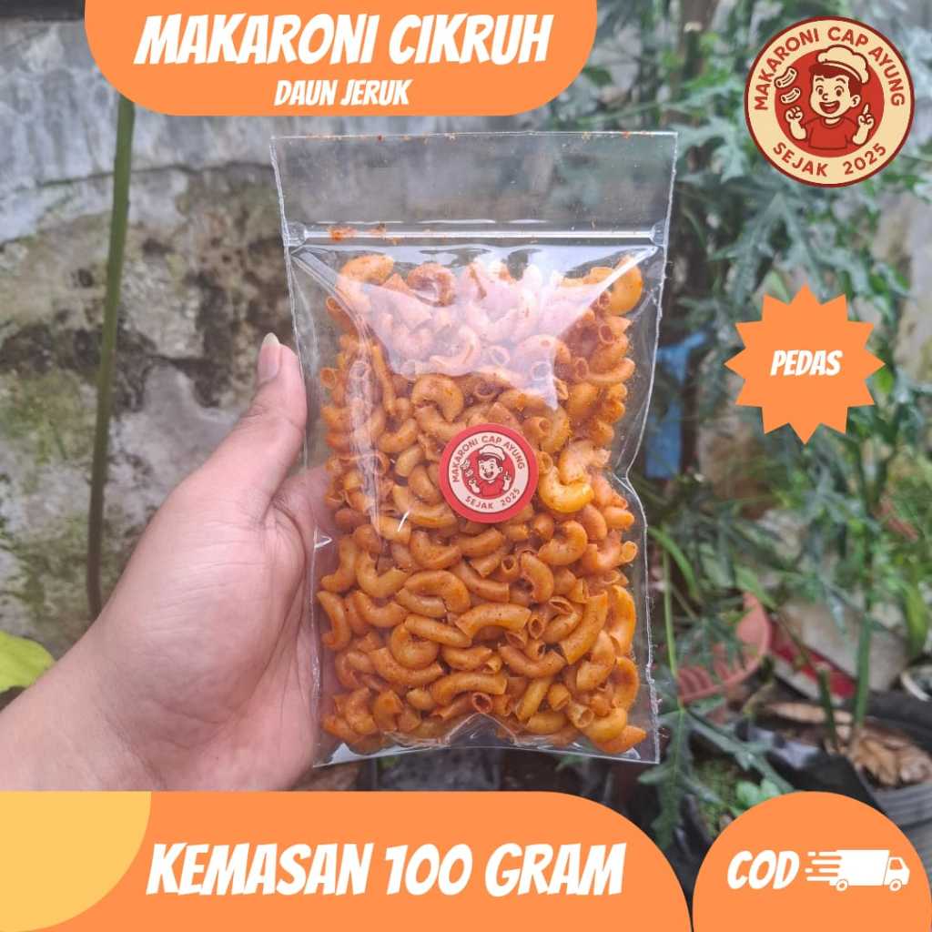

MAKARONI CIKRUH 100 Gram Pedas Gurih Daun Jeruk Cap Ayung