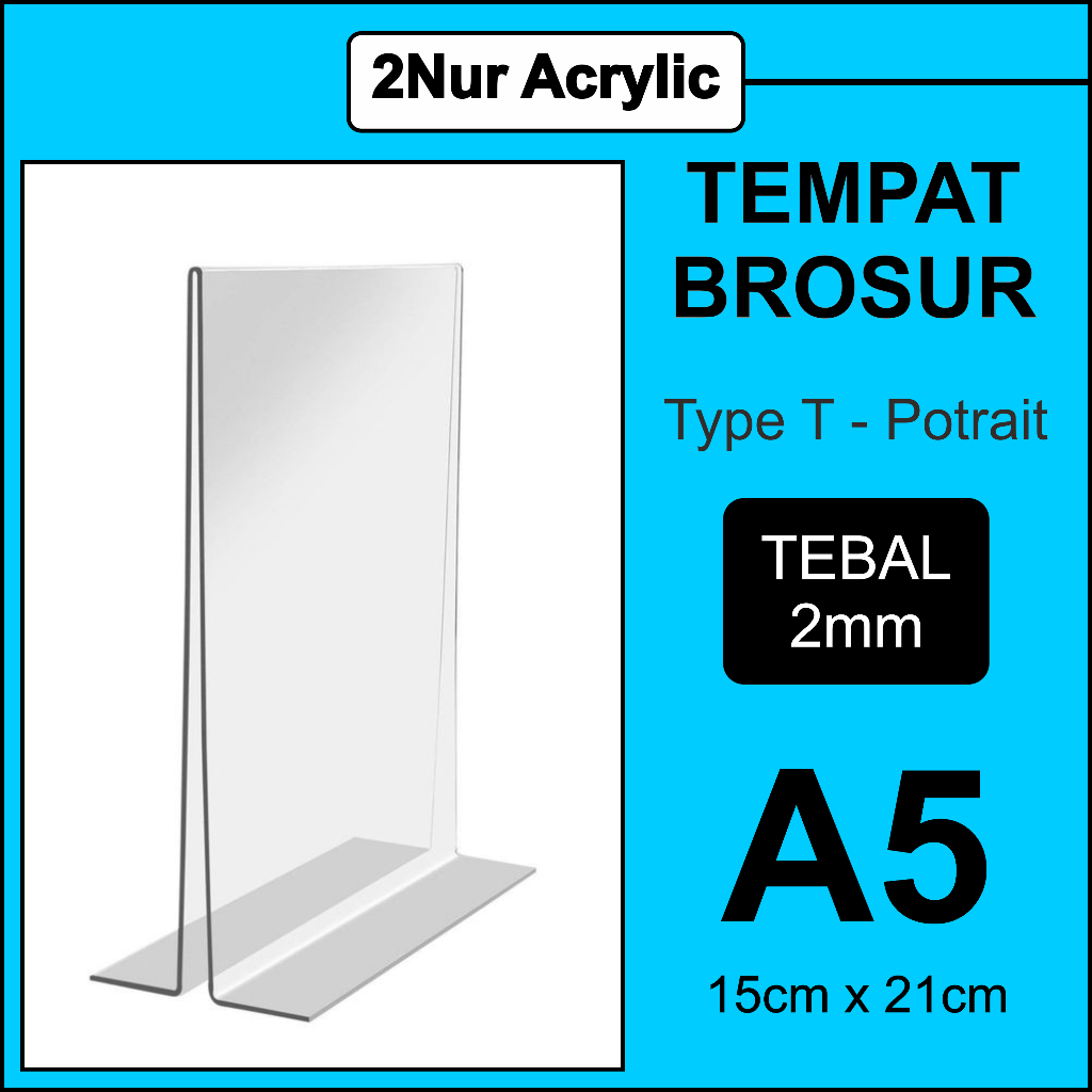 

Tempat Brosur Akrilik A5 2mm / Akrilik Tent Card Tent Holder / Acrylic Qris Barcode - Tipe T