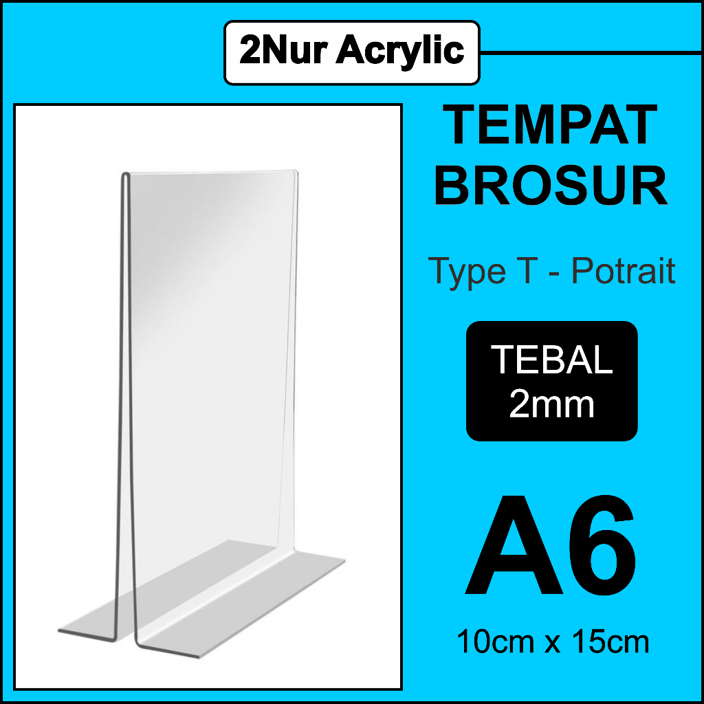 

Tempat Brosur Akrilik A6 2mm / Akrilik Tent Card Tent Holder / Acrylic Qris Barcode - Tipe T
