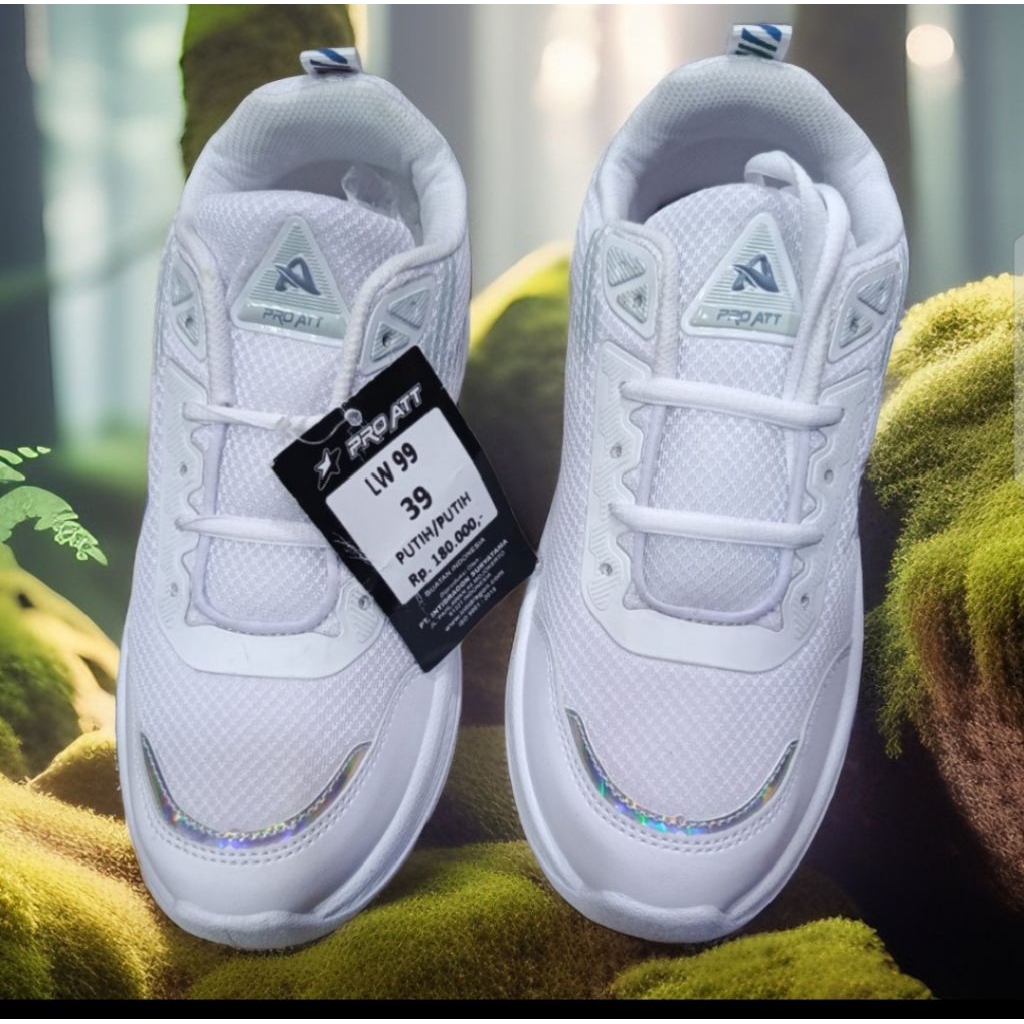 merek pro att lw99 sepatu sneaker wanita warna putih -putih dengan ukuran 37.38.39.40