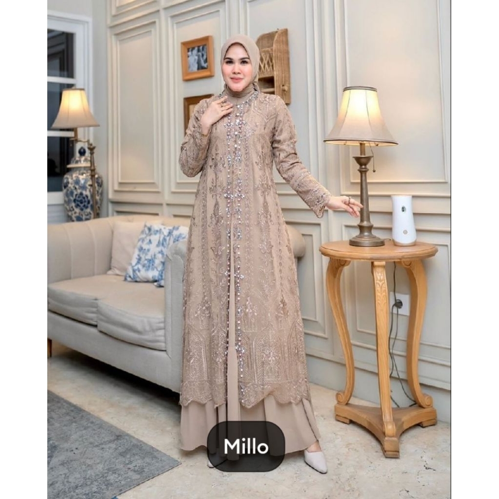 Gamis Brukat Safira Bahan Ceruty Babydoll Terbaru 2025 Longdress Mewah Elegan Full Brukat Untuk Pest