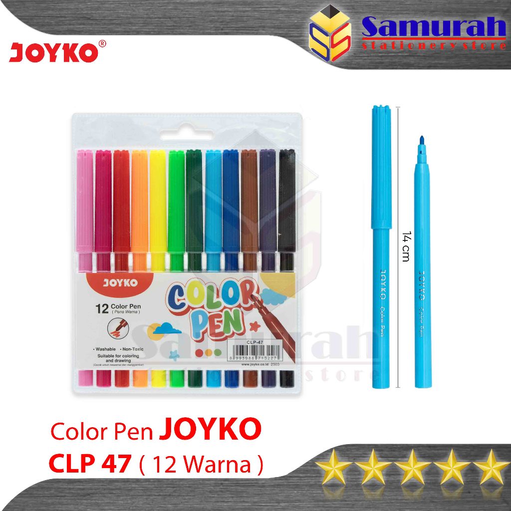 

Spidol Set Joyko 12 Warna CLP 47 / Color Pen 12 Colours CLP-47 / Alat Warna Sekolah Murah Ekonomis 1 Set