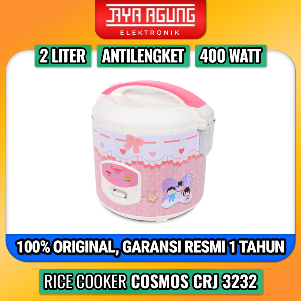 Rice Cooker COSMOS 2 Liter CRJ 3232 Anti Lengket Magic Com Penanak Nasi Serbaguna 2L Panci Non Stick