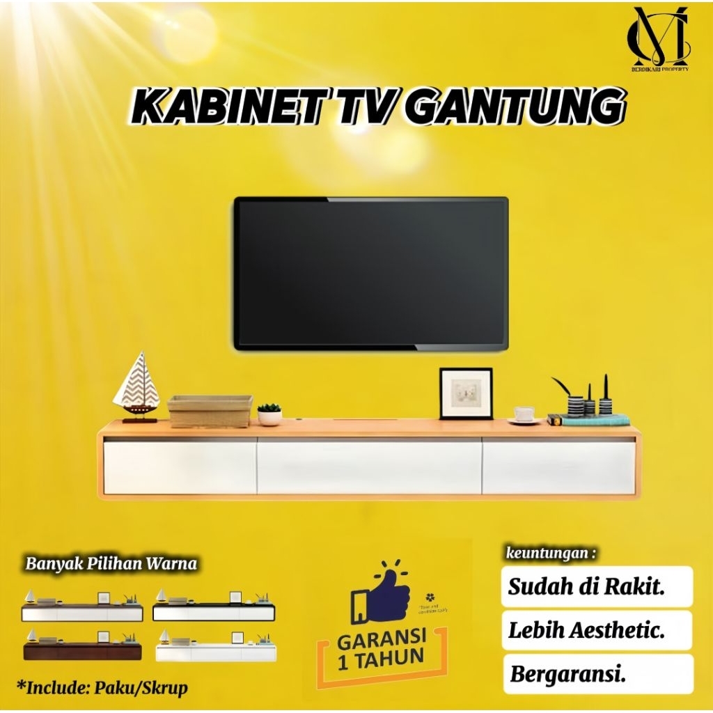 KABINET TV GANTUNG MEJA TV MINIMALIS MODERN DAN AESTHETIC