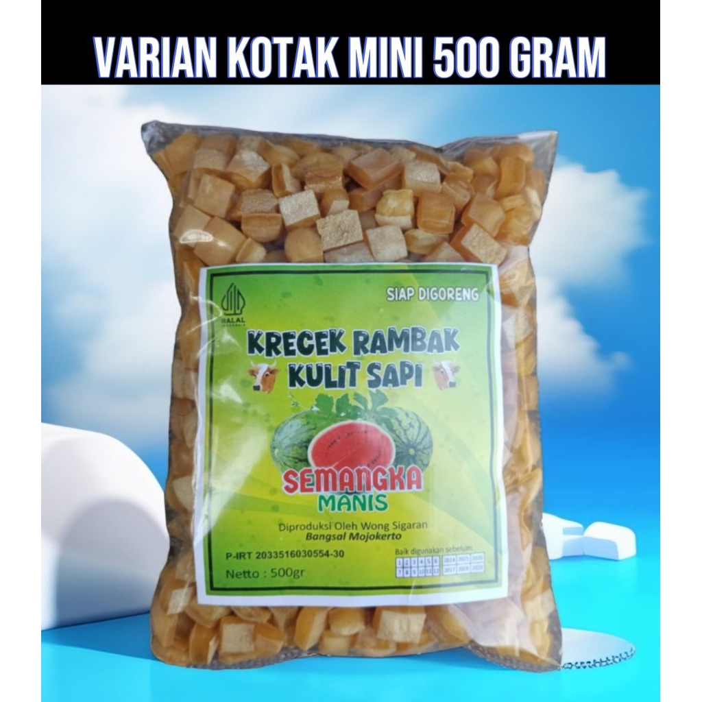

krecek rambak kulit sapi varian kotak kecil mekar maksimal dan gurih 500 gram