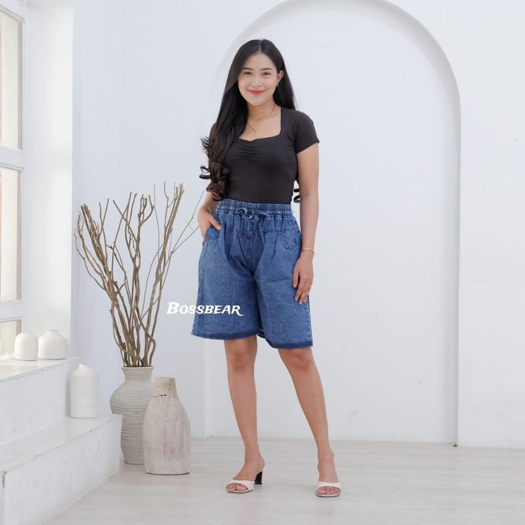 Hotpants jeans 3/4 wanita standar & jumbo//hotpants jeans cargo