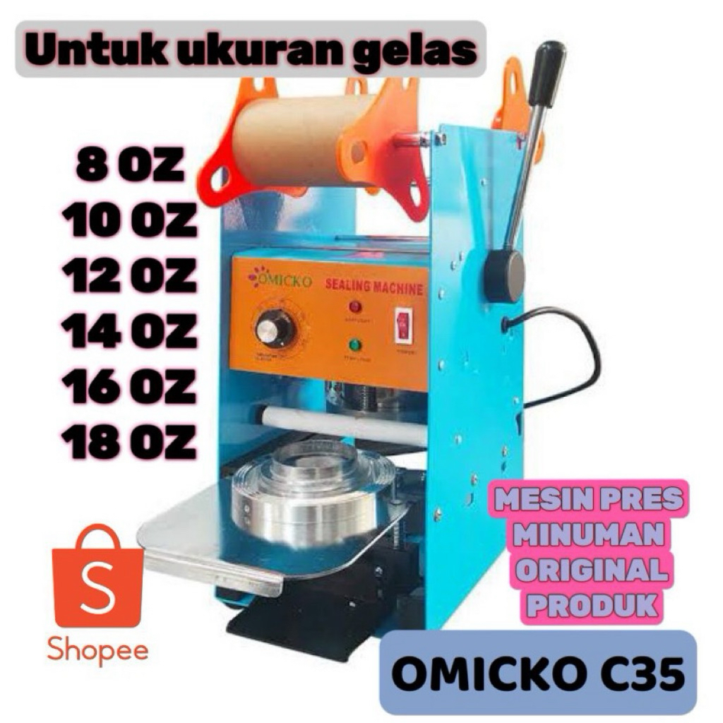 mesin cup sealer / mesin press gelas minuman omicko SEMUA UKURAN