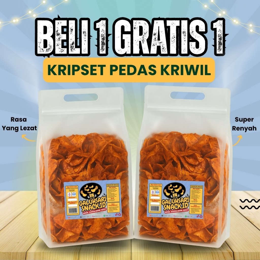 

BELI 1 GRATIS 1 - PAKET KERIPIK SINGKONG PIKSET KRIWIL KILOAN BUMBU PEDAS GURIH ASLI RENYAH NIKMAT