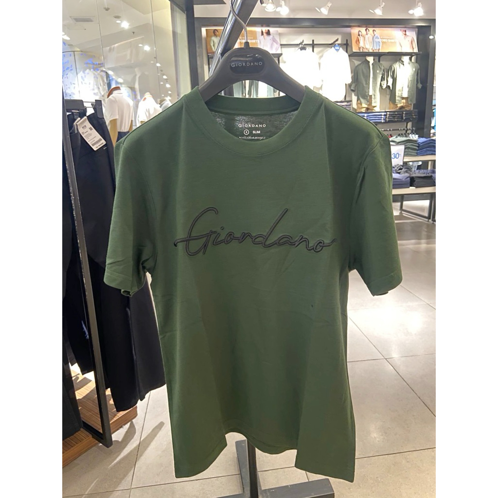 Giordano Tee Man Giordano Green size S M L XL XXL Kaos Giordano