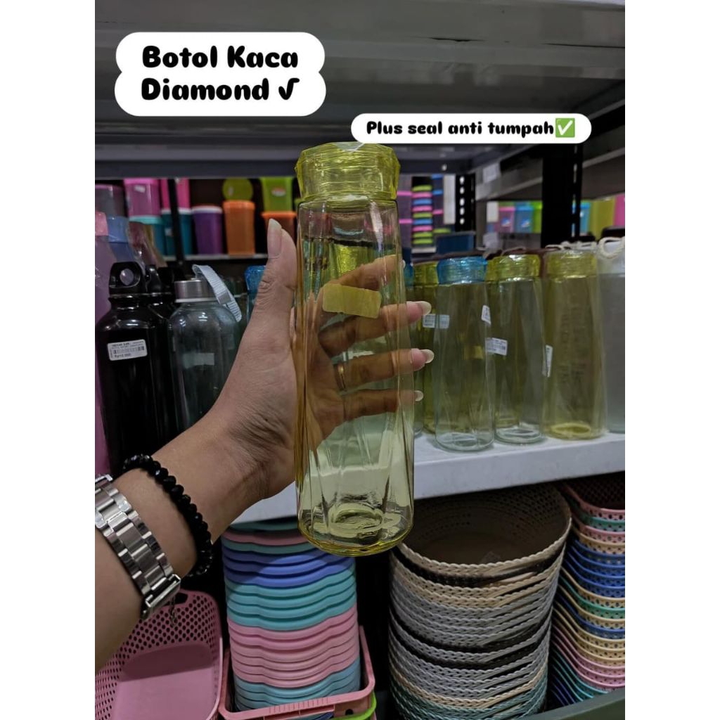 *DIAMOND GLASS BOTTEL 350ML/BOTOL MINUM KACA KRISTAL