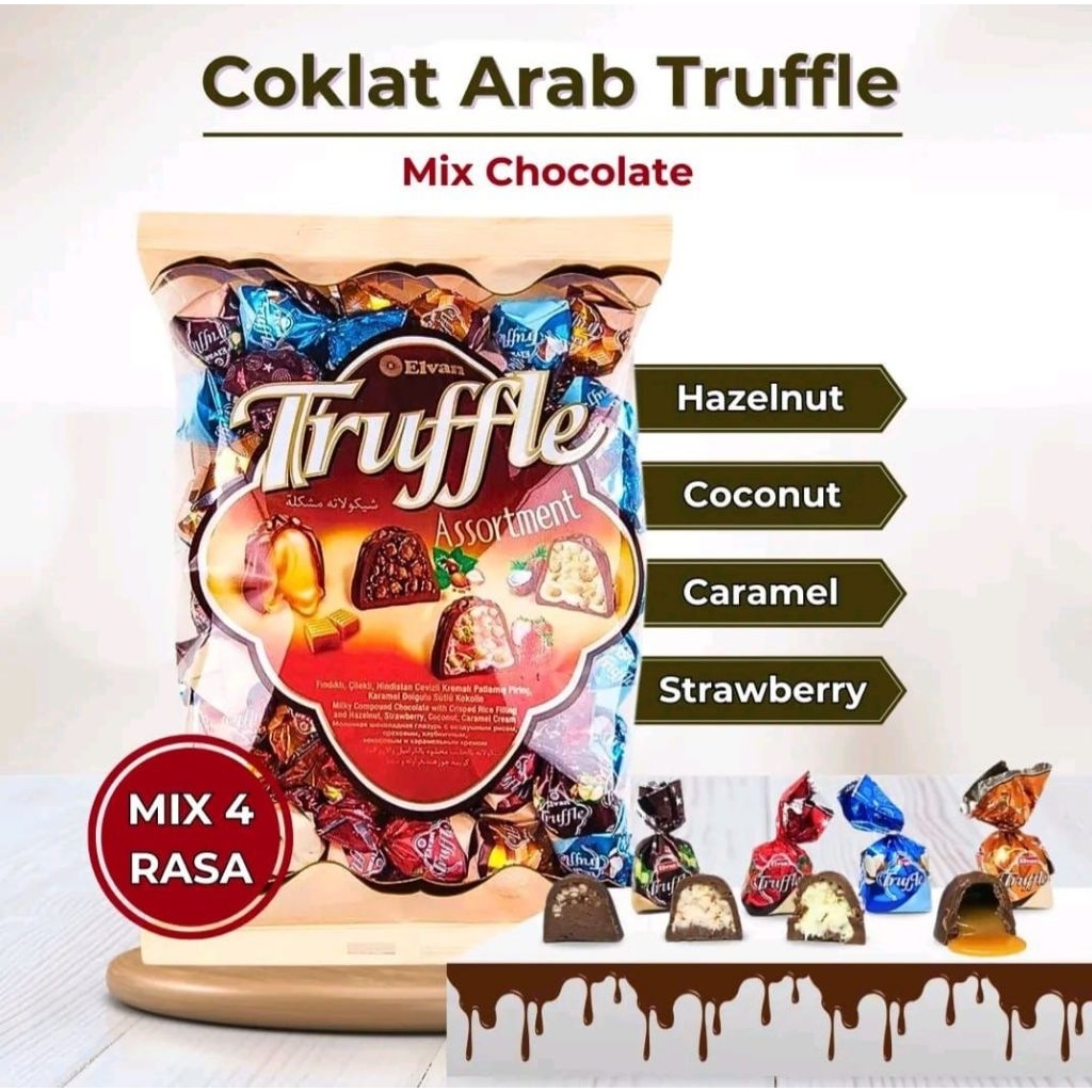 

Coklat Arab Truffle Elvan Mix's 1kg Premium Asli Coklat Turki Truffle Elvan Mix's Oleh Oleh Haji Dan Umroh