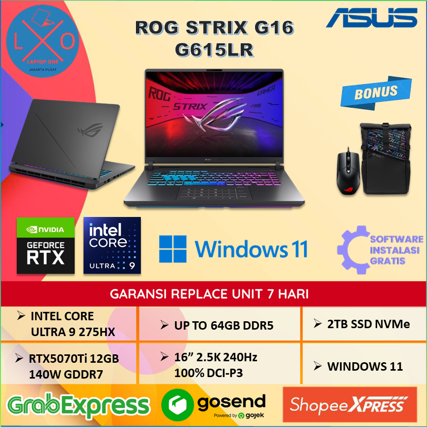 Laptop Asus ROG Strix G16 G615LR RTX5070Ti 12GB Ultra 9 275HX 32GB 2TB 16" 240Hz Windows 11 + OHS