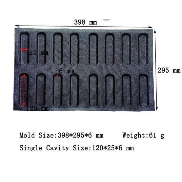 Eclair Baking Mold Perforated Fiberglass Silicone Food Grade