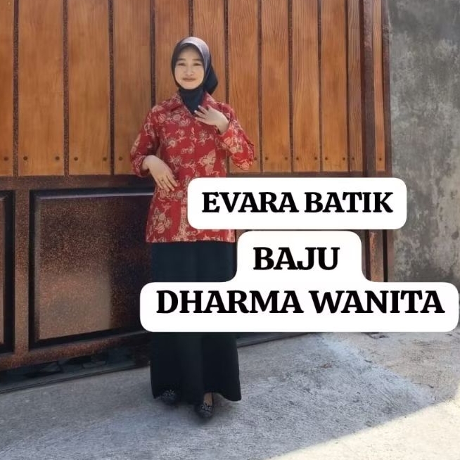 EVARA BATIK baju seragam batik dharma wanita terbaru S sampai Jumbo lapis puring