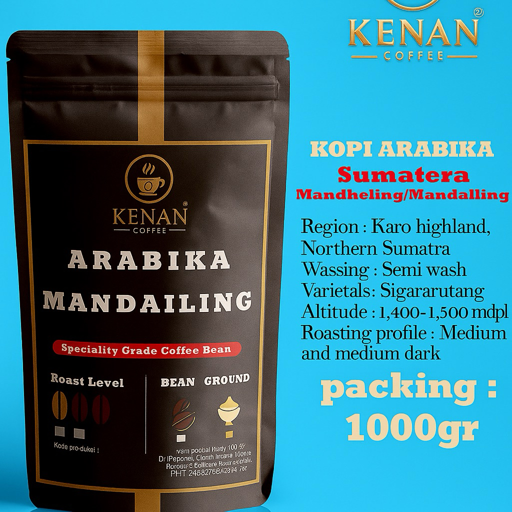 

Kenan Coffee Arabika Sumatera Mandailing/mandheling 1000gr - Biji atau Bubuk