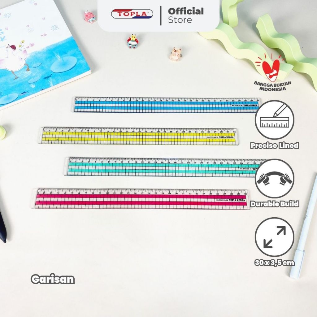 

TOPLA Penggaris / Garisan Topla Motif Korea 30 Cm