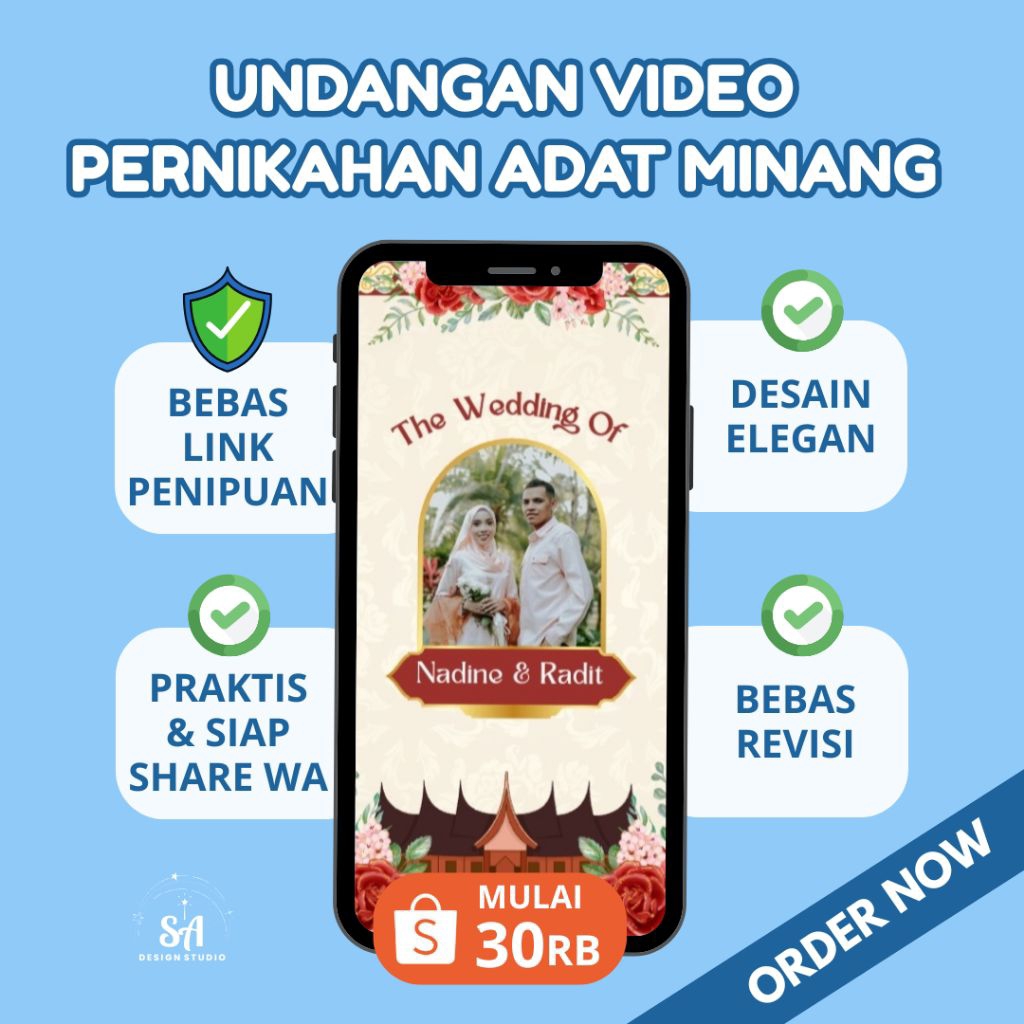 Undangan Digital Pernikahan Video - Adat Minang Elegan Simpel Siap Kirim wa