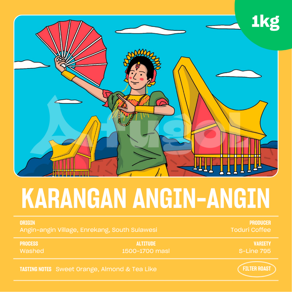 

Biji Kopi Arabika Sulawesi Karangan Angin - Angin (1 KG) Single Origin Coffee