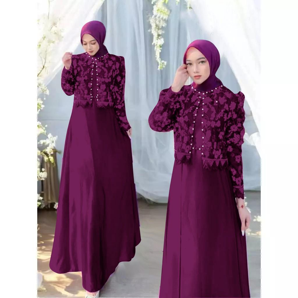 MAXI NAGITA DEWASA GAMIS BROKAT GAMIS PESTA UKURAN (M L XL XXL ) DRESS PESTA