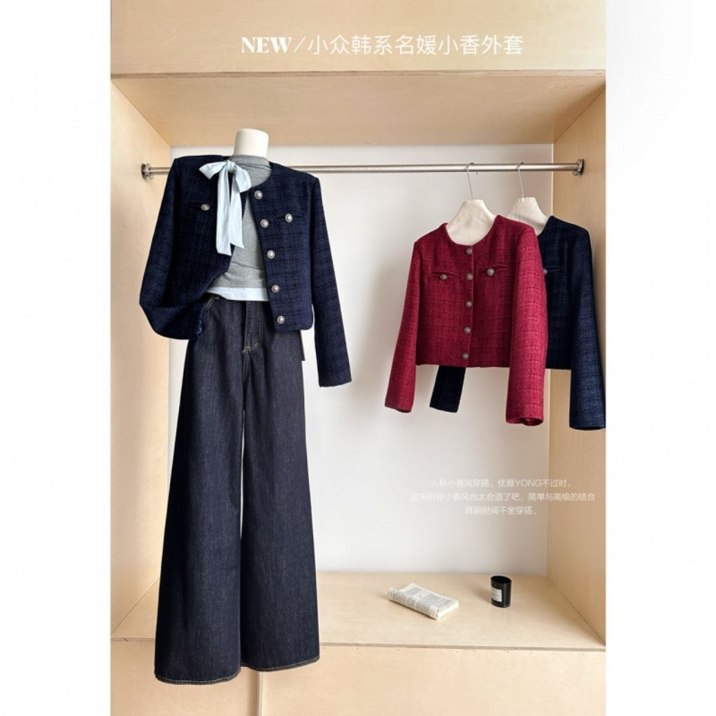 IK VN MINNIE TWEED BLAZER DARK NAVY / TWEED OUTER BLAZER WINTER