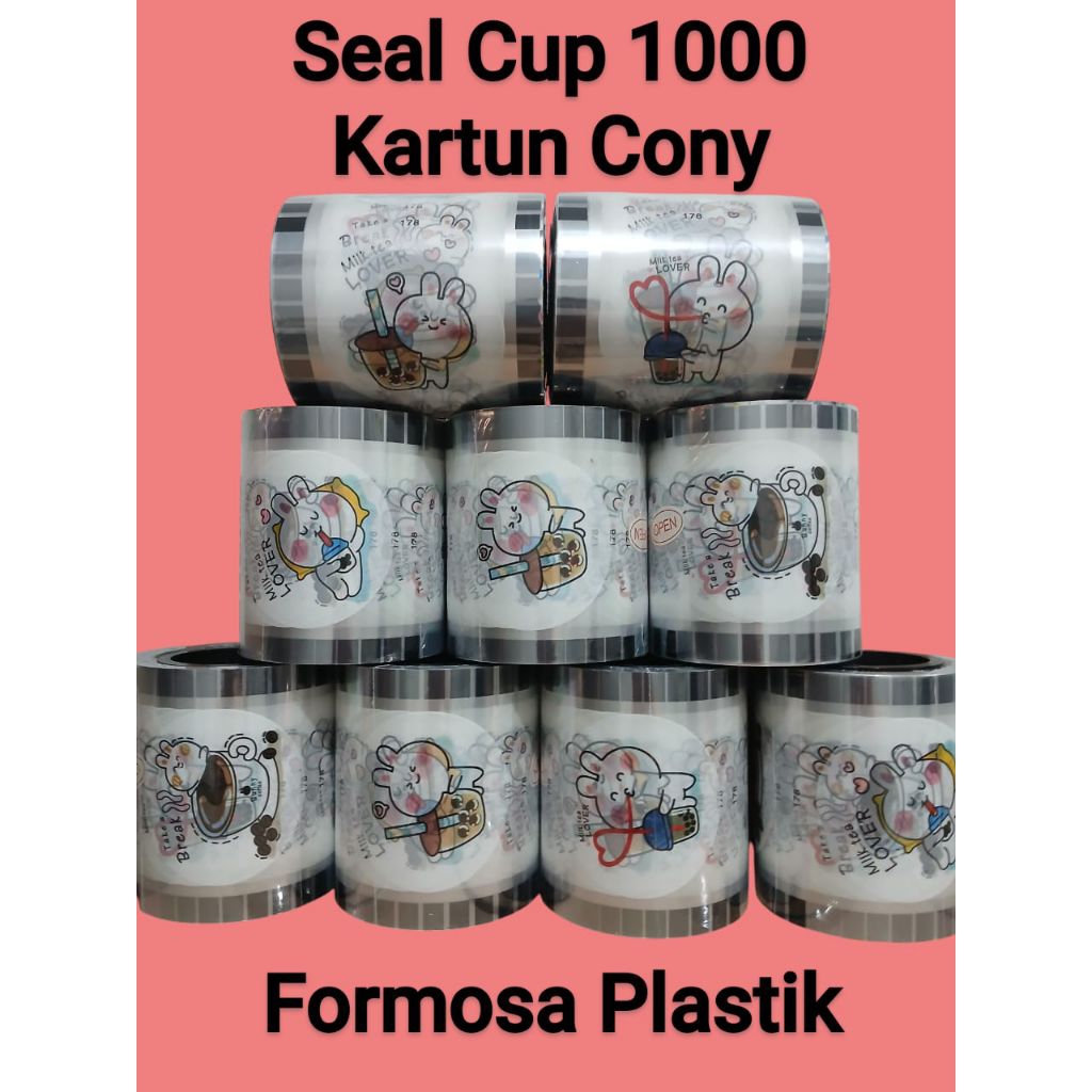 Sealer Cup Plastik Motif Cony Line Friends Isi +/-1000 Cup;Seal Cup Kartun Cony