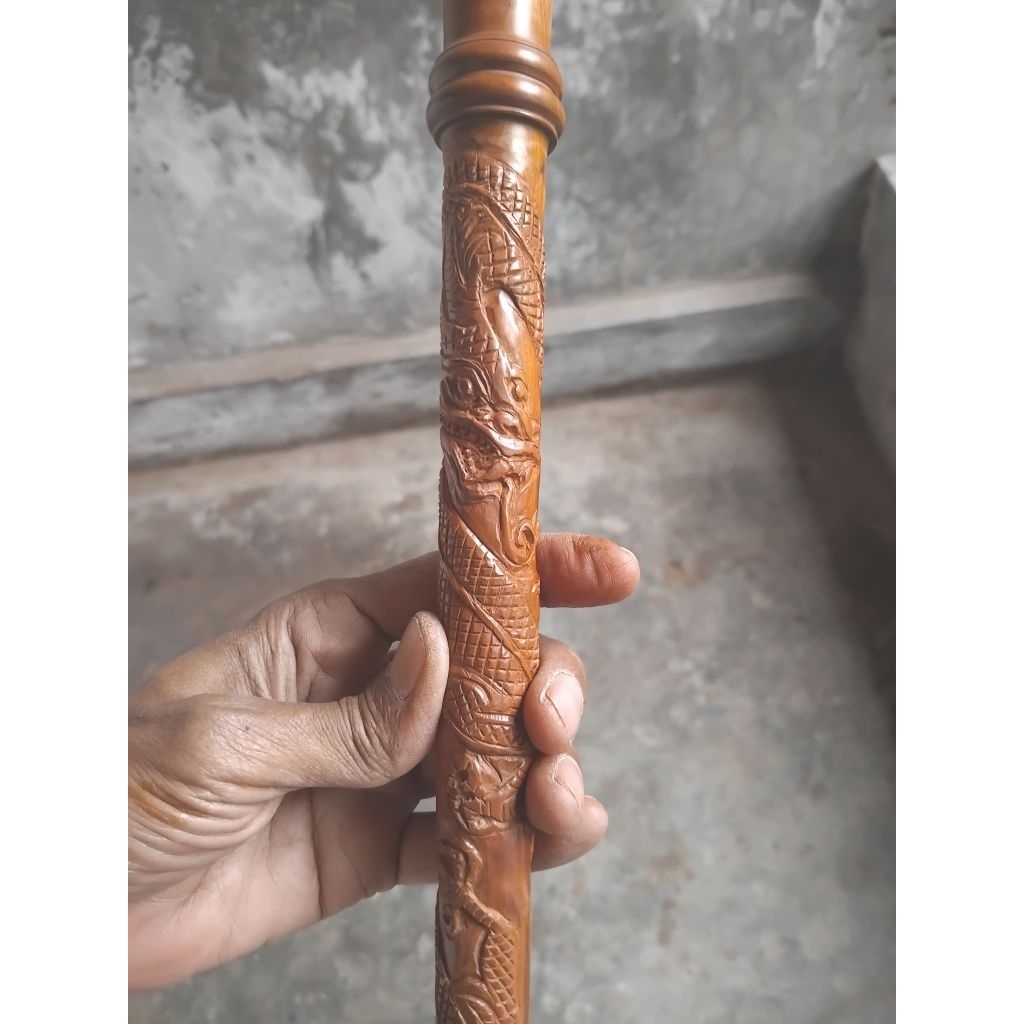 TONGKAT KOMANDO STIGI UKIR NAGA MELILIT