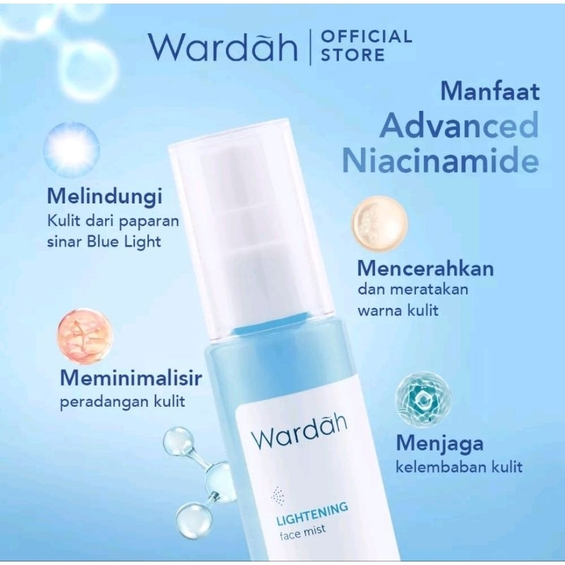 wardah lightening face mist 60ml primer setting spray base make up penyegar wajah  skincare wajah me