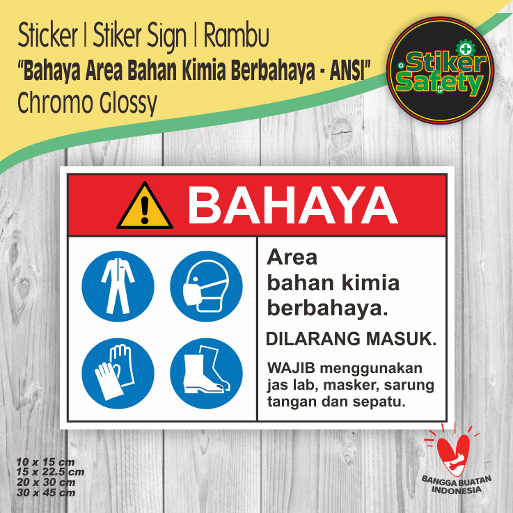 

Sticker Stiker Sign Rambu | Bahaya | Area Bahan Kimia Berbahaya - ANSI