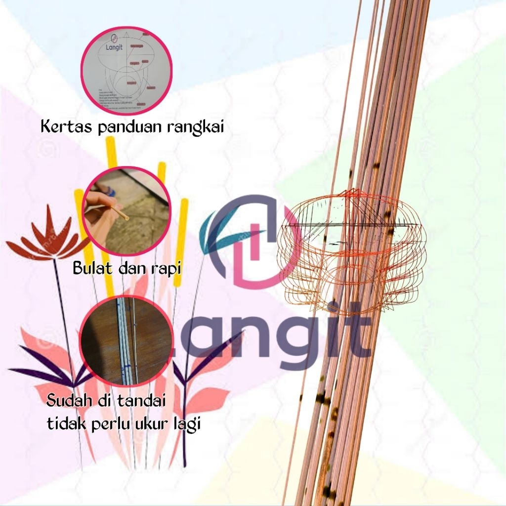 ( Layangan ) Kerangka Layangan Ram Raman / Arku Layangan Ram Raman 1,2 Meter/ 120 Cm