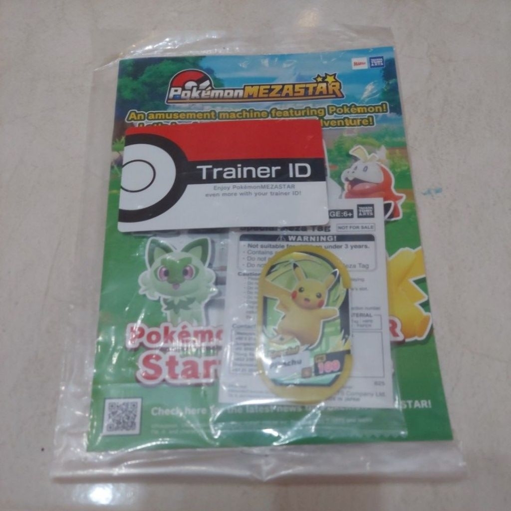 MEZASTAR pokemon Original starter guide+trainer id+ tag Pikachu