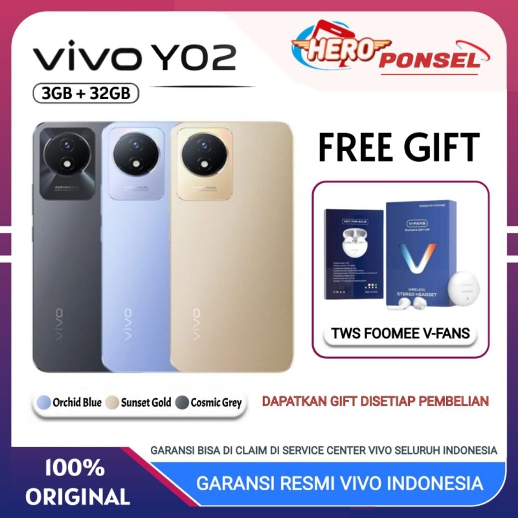 VIVO Y02T - VIVO Y02 T RAM 4/64GB (RAM Plus 4GB+4GB) Battery 5000mAh GARANSI RESMI VIVO INDONESIA