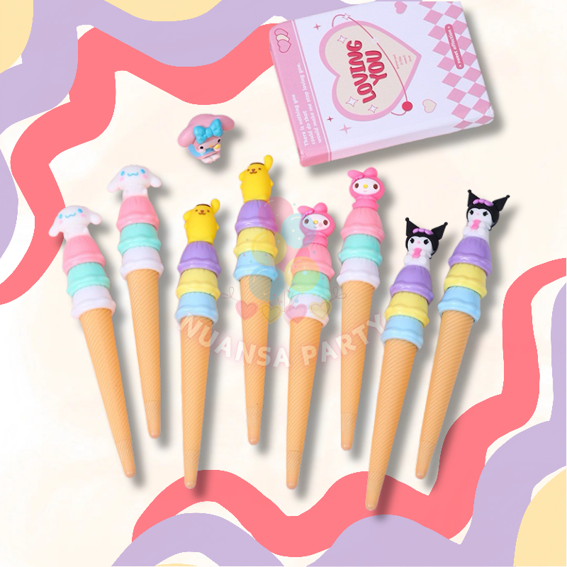 

NP • Pulpen Gel Ice Cream Premium Melody Kuromi Es Krim Purin Cinnamoroll Lucu Unik Imut Termurah Grosir Cod / Pulpen Kuromi