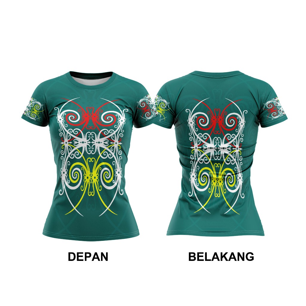 Baju Kaos Wanita Motif Batik Dayak /Jersey Batik Dayak Kalimantan / Kaos Batik Kalimantan Printing