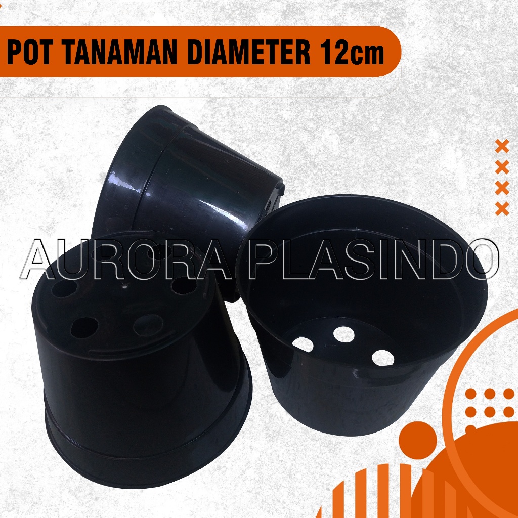 LUSINAN POT BUNGA MURAH POT PLASTIK UK 12cm POT TANAMAN HITAM