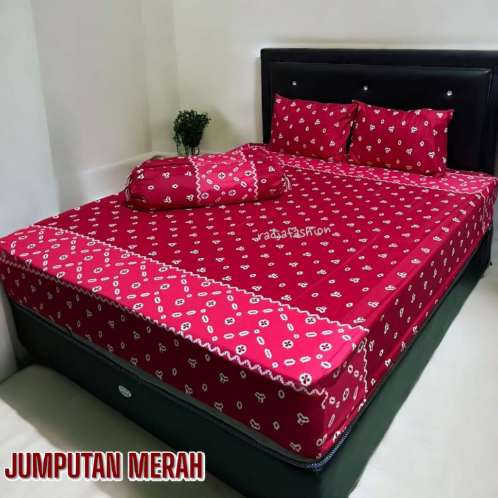 sprei jumputan merah