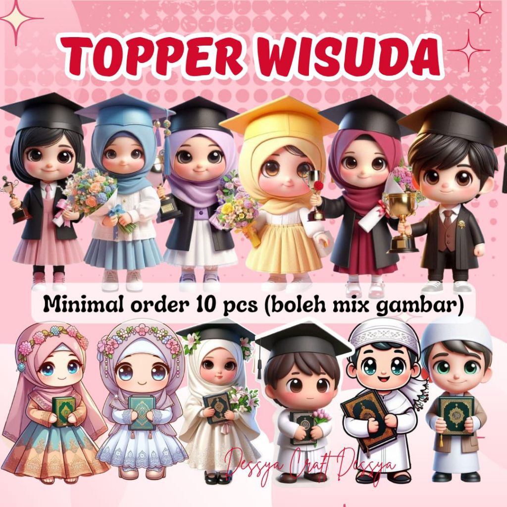 Topper Wisuda Anak Tk Gemoy | Topper Buket | Pelengkap Buket | Topper wisuda TK Lucu