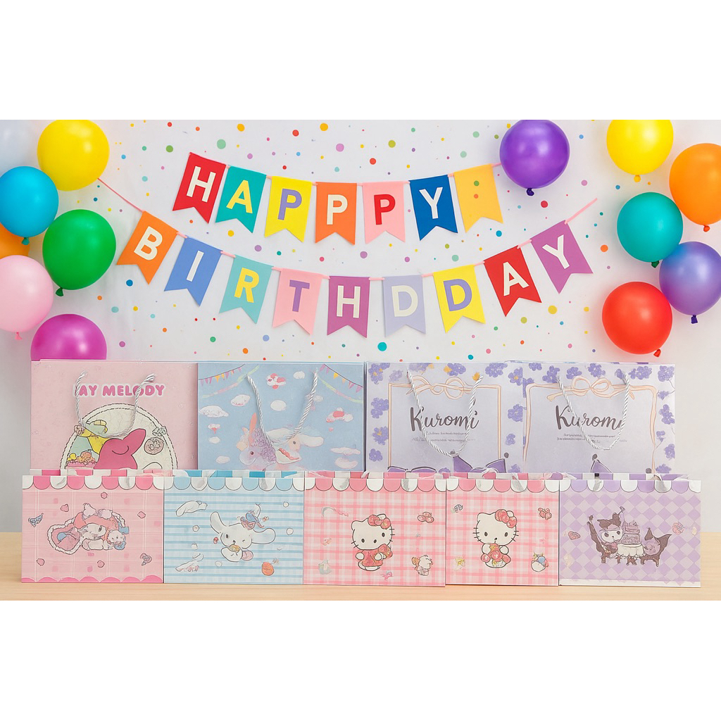 

Paperbag Motif Sanrio Hologram Koleksi 2025 Tas Souvenir Goodiebag Kado Kuromi Model Manis