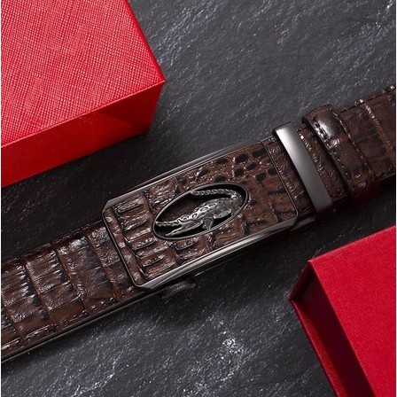 X6X6 [KULIT ASLI] Ikat Pinggang Pria, Kepala Buaya, Sabuk Otomatis CUQ